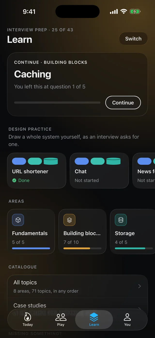 The Learn tab.
